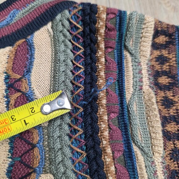 Tundra Men's Vintage Knit Coogi Style Crewneck Sweater Textured L 90s - Picture 10 of 14